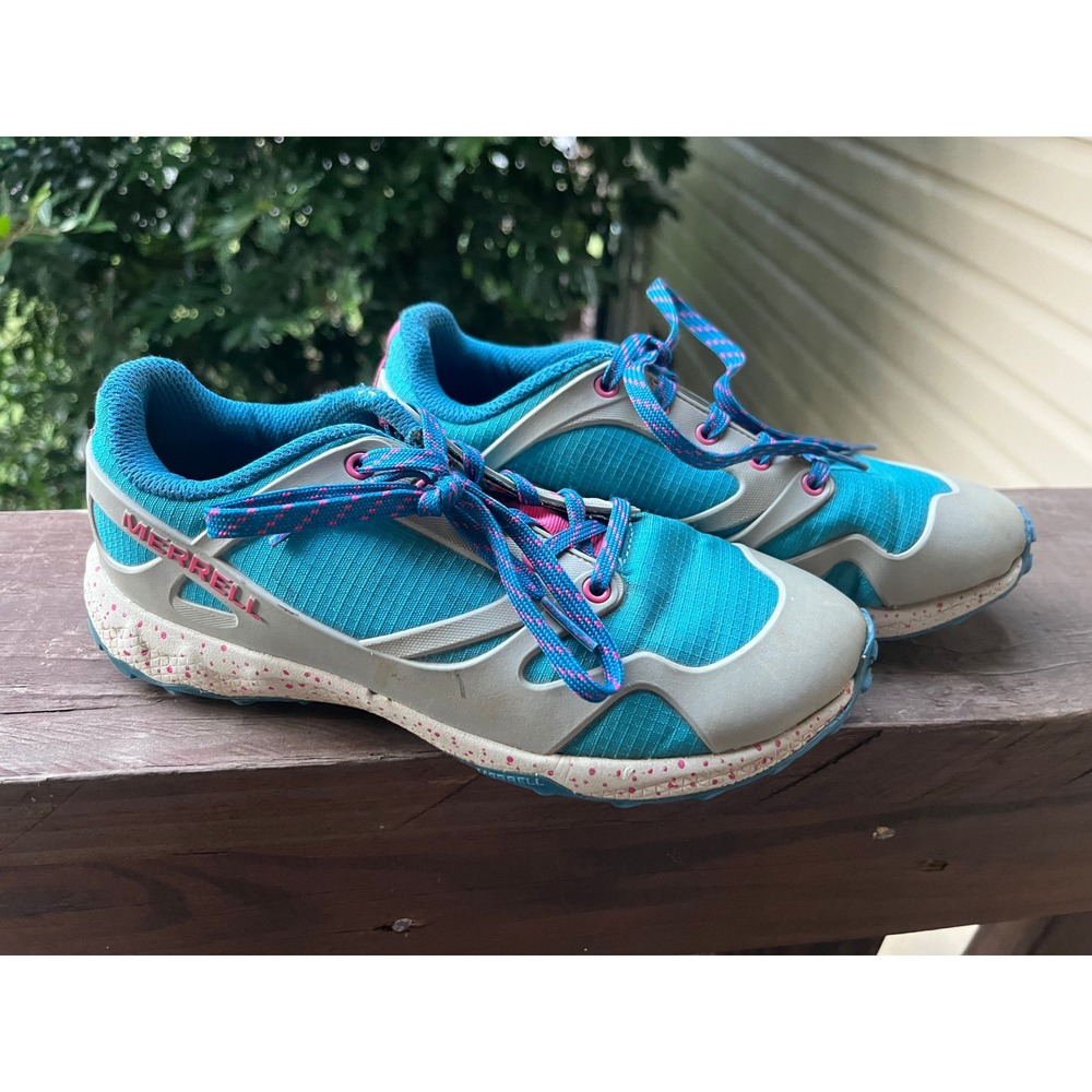Kids Merrell Teal Grey Pink Trail Running Shoes Quantum Grip Girls 3M